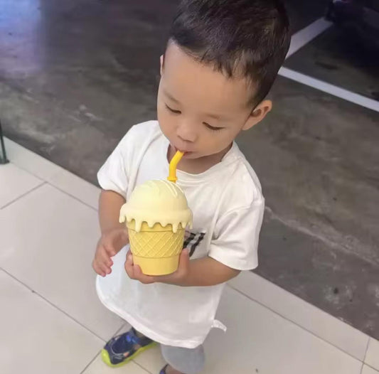 Vaso Con Bombilla Estilo Barquillo- Helado Silicona