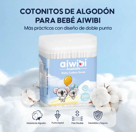Cotonitos Algodón Diseño Doble Punta Aiwibi