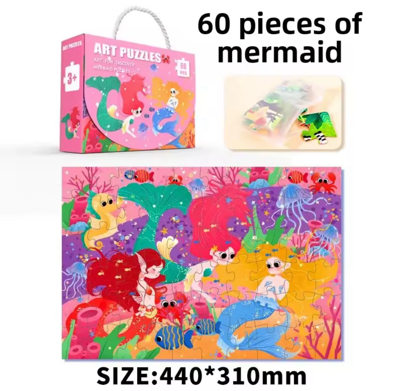 Rompecabezas Puzzle Para Niños 60 Piezas Sirenas