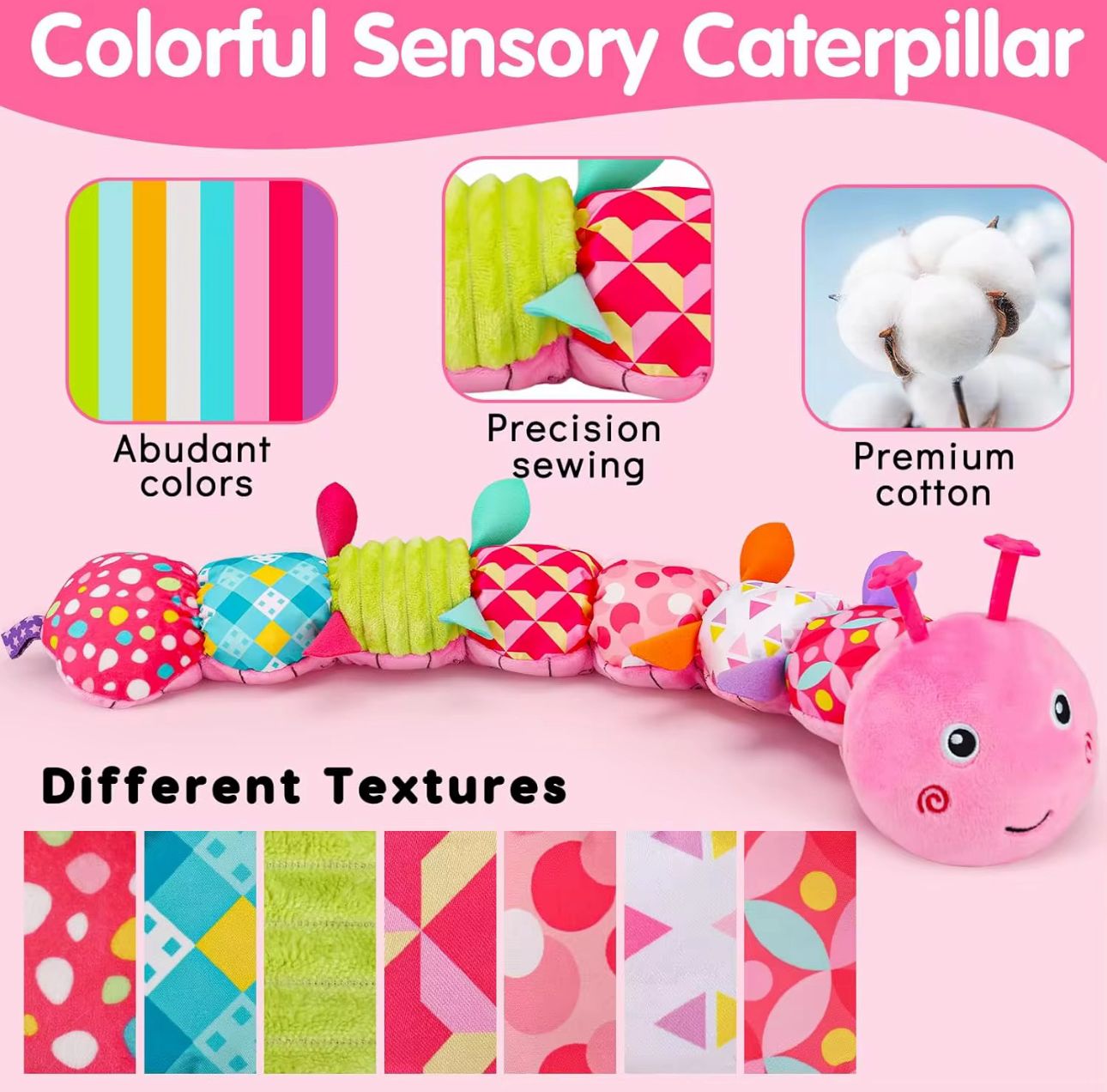 Peluche Gusano Sensorial Oruga Niños Multicolor Infantil