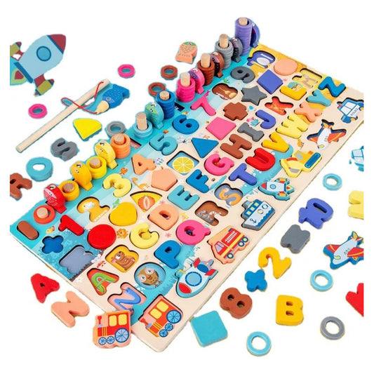 Tabla Didáctica Encaje Madera + Pesca Niños