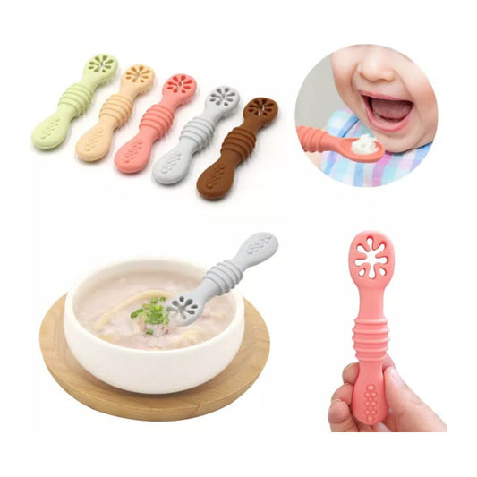 Set De Cucharas Silicona Aprendizaje Bebé Pre-cucharas