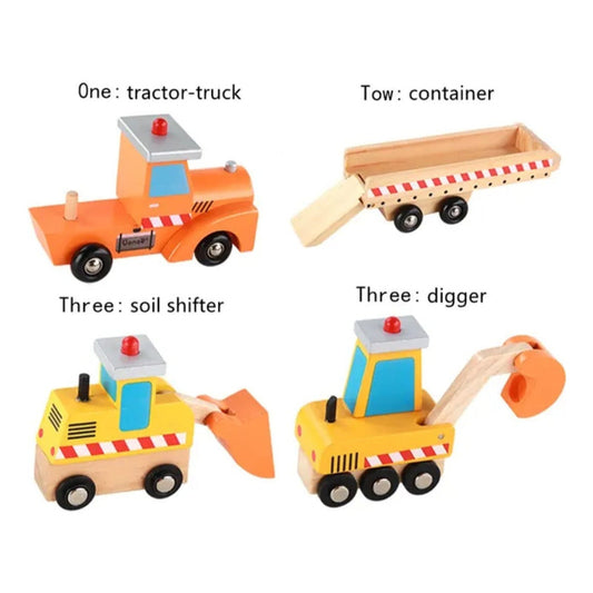 Juguete Camion Rampa Maquinas De Construcción Madera Niños