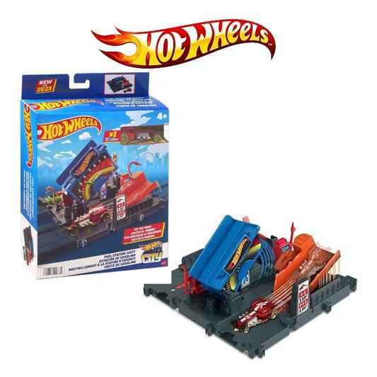Pista De Autos Hot Wheels City Estación Juguete Con Auto Azul - Gasolinera