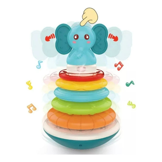 Torre De Aros Argollas Apilables Con Sonido Sensorial Bebé