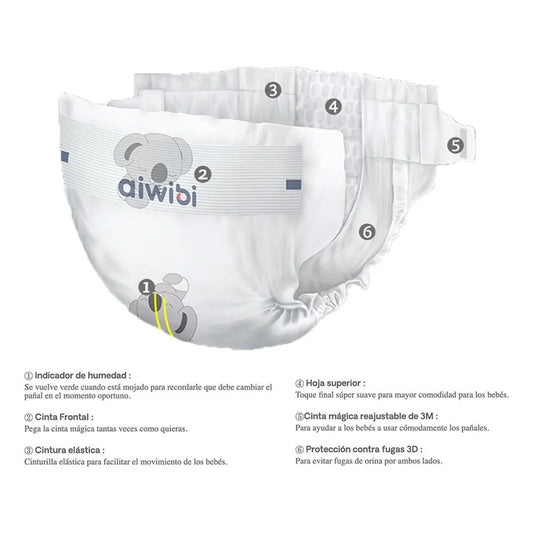 Pañales Premium Aiwibi Ultra Suave M 30 Und Mediano (M)