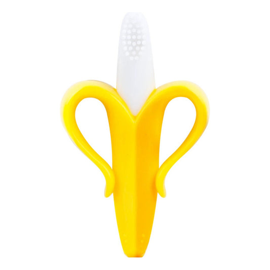 Mordedor Banana De Silicona Para Bebés Con Estuche Color Amarillo