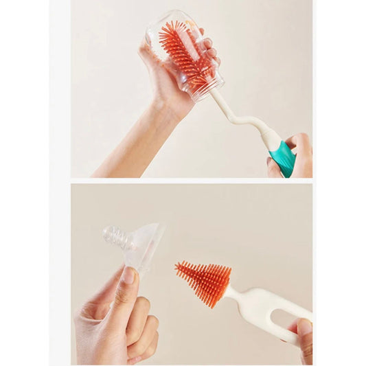 Set Cepillo De Silicona Limpiadores Mamadera Con Escurridor