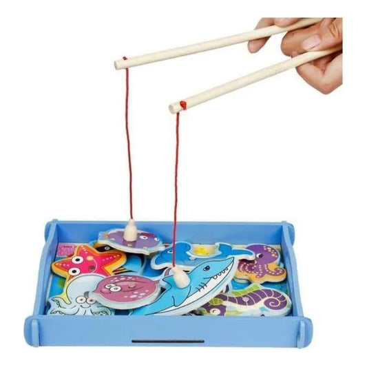 Juego De Pesca Magnético- Madera Puzzle Didáctico Niños
