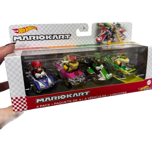Pack 4 Autos Hot Wheels Mario Kart Carreras Multicolor