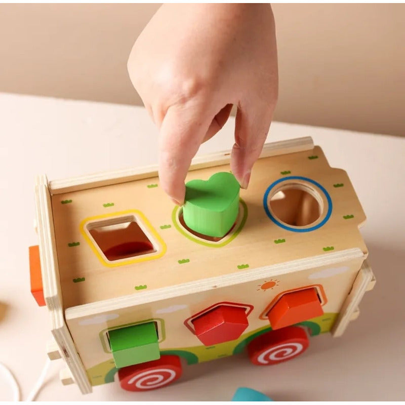 Juego De Encaje Armable Autobús Madera Niños