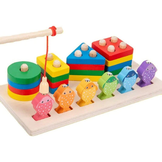Juego De Pesca Magnetico Y Encaje Juguete De Madera Niños