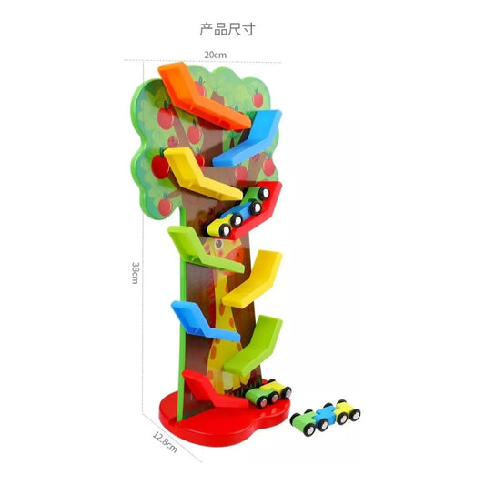 Pista Arbol De Autos Juguete Didáctico De Madera Para Niños