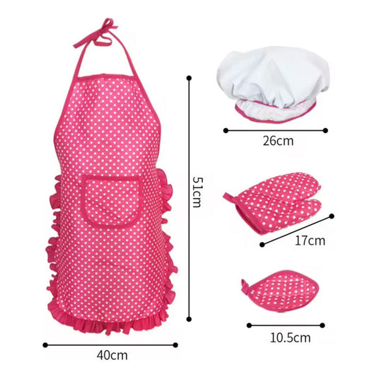 Set De Repostería Y Cocina Con Delantal Juego Niños Rosa