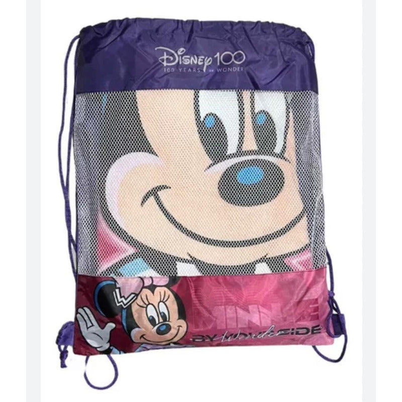 Toalla Playera Infantil Minnie Con Bolsa Algodón Playa