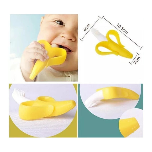 Mordedor Banana Para Bebés Con Cepillo De Dientes Silicona