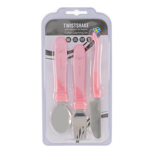 Pack Cubierto De Acero Inoxidable Niños Twistshake Rosa Liso