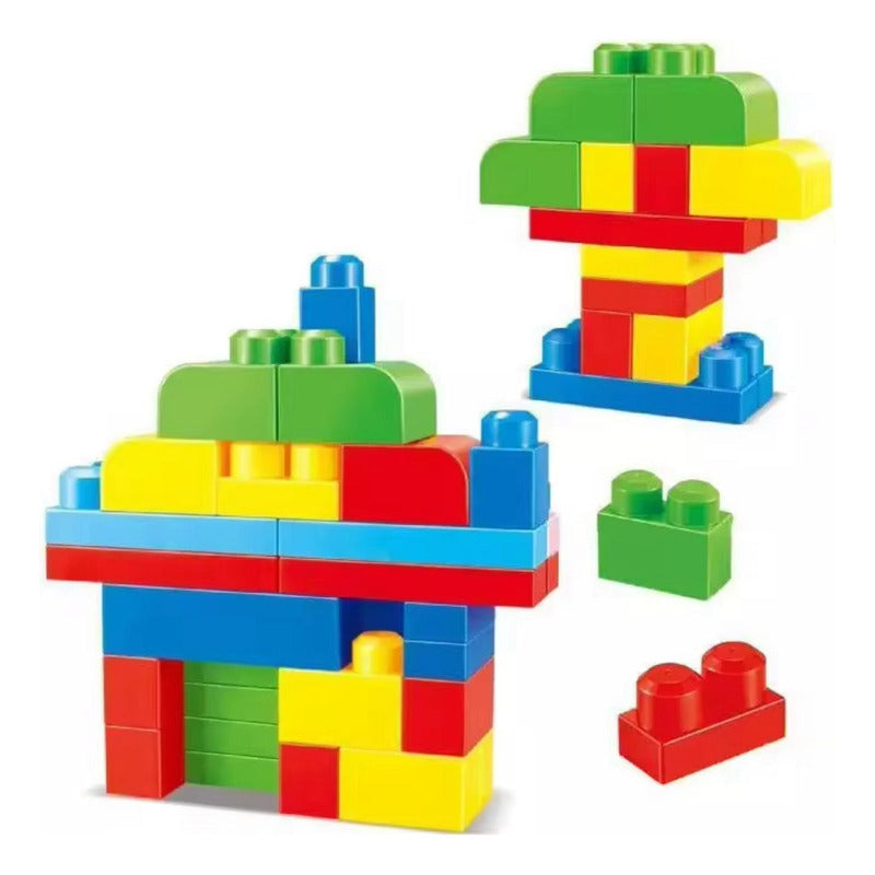 Juego Mega Bloques Construcción 88 Pzs Niños Con Bolsa 88 Unicolor