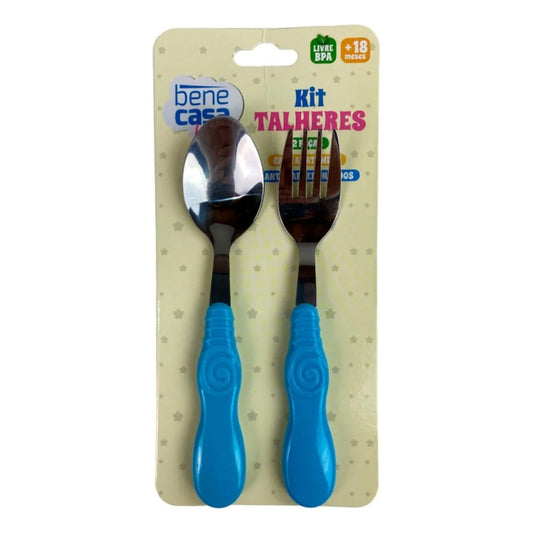 Set De Cubiertos Acero Cuchara Y Tenedor Bebé Y Niños
