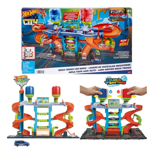 Hot Wheels City Pista De Juguete Autolavado Megatorre Multicolor