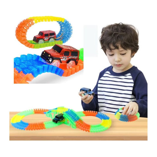 Juguete Pista De Autos Luminosa Flexible Armable Niños