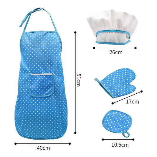 Set De Repostería Y Cocina Con Delantal Juego Niños Celeste