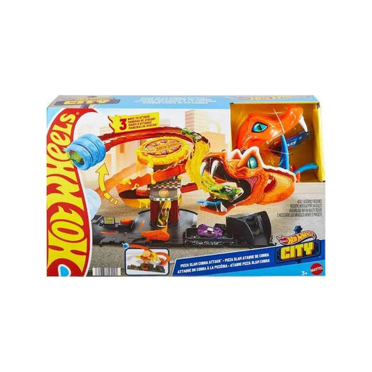Pista De Auto Juguete Ataque De Cobra - Pizzería Hot Wheels Naranja