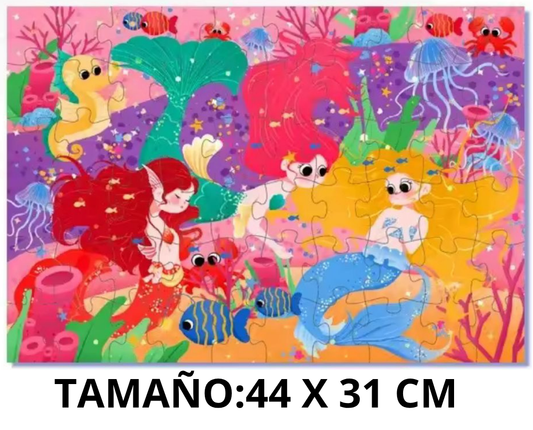 Rompecabezas Puzzle Para Niños 60 Piezas Sirenas