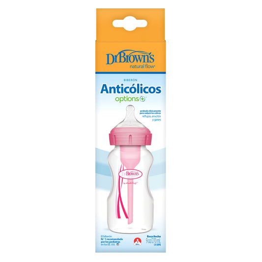 Mamadera Boca Ancha Dr Brown's Options+ 270ml Rosa