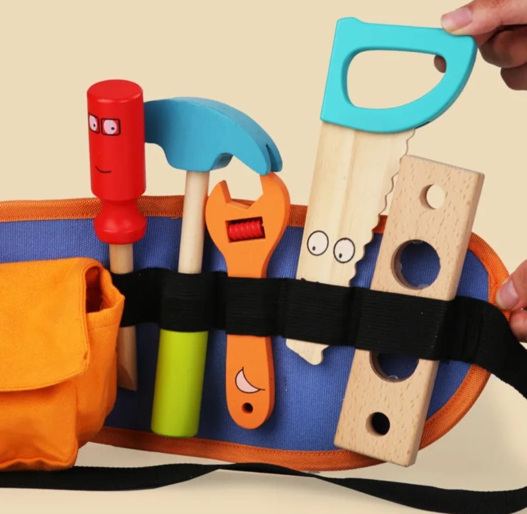 Juego Didáctico Cinturón De Herramientas Madera Niños