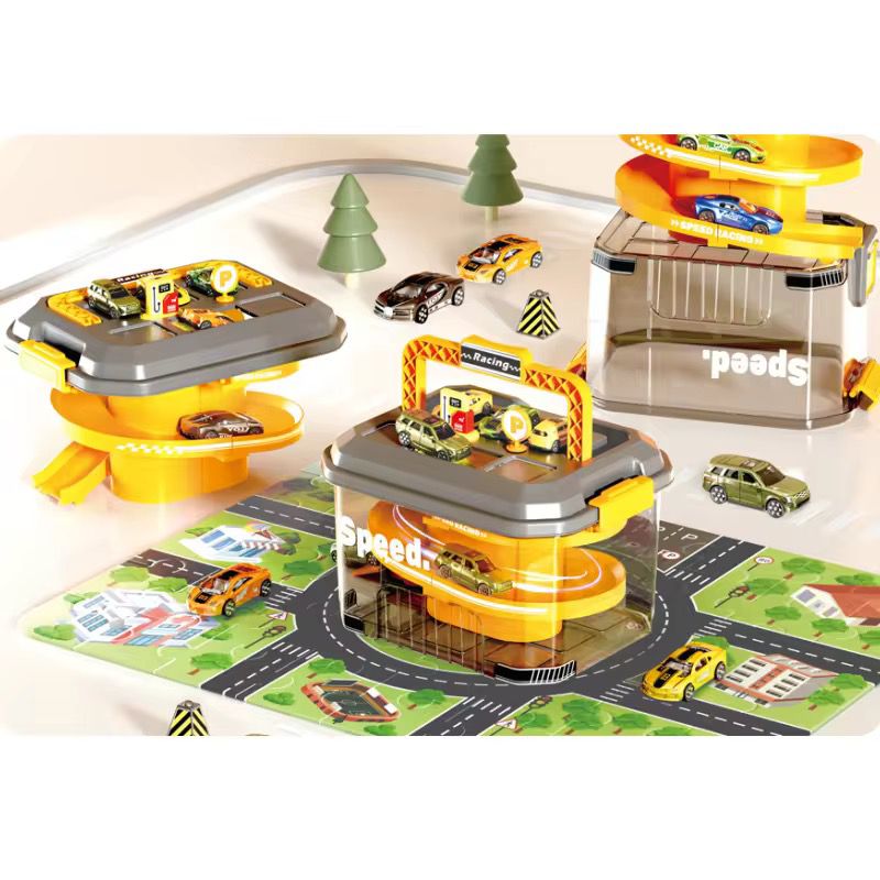 Pista Garage Con Maleta Y Autos Juguete