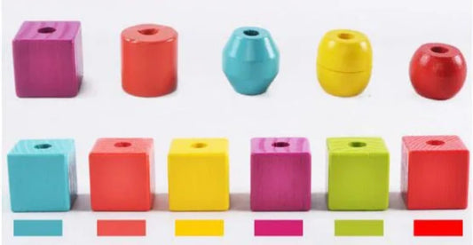 Juego Para Enhebrar Cuentas De Madera Didactico Niños