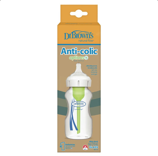 Mamadera Boca ancha Options+ Vidrio 270ml Dr. Brown´s