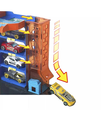 Pista de autos hot Wheels aparcamiento downtown city expansión