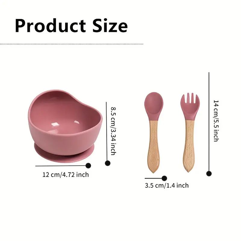 Set Bowl Con Cubierto- Cuchara Silicona -madera Niños