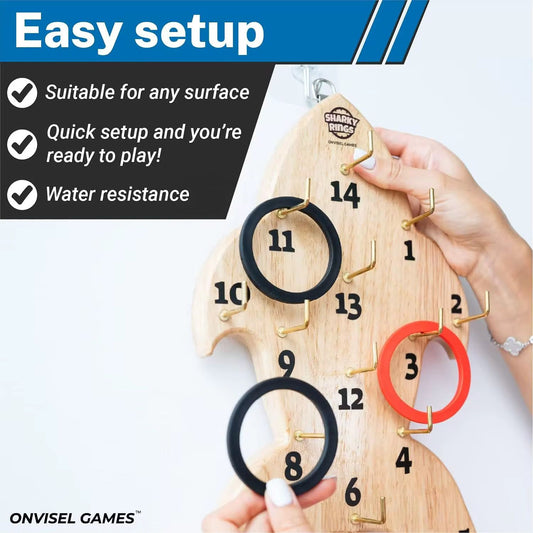 Juego De Lanzamiento Argollas Tira Aros Pared Tiburon