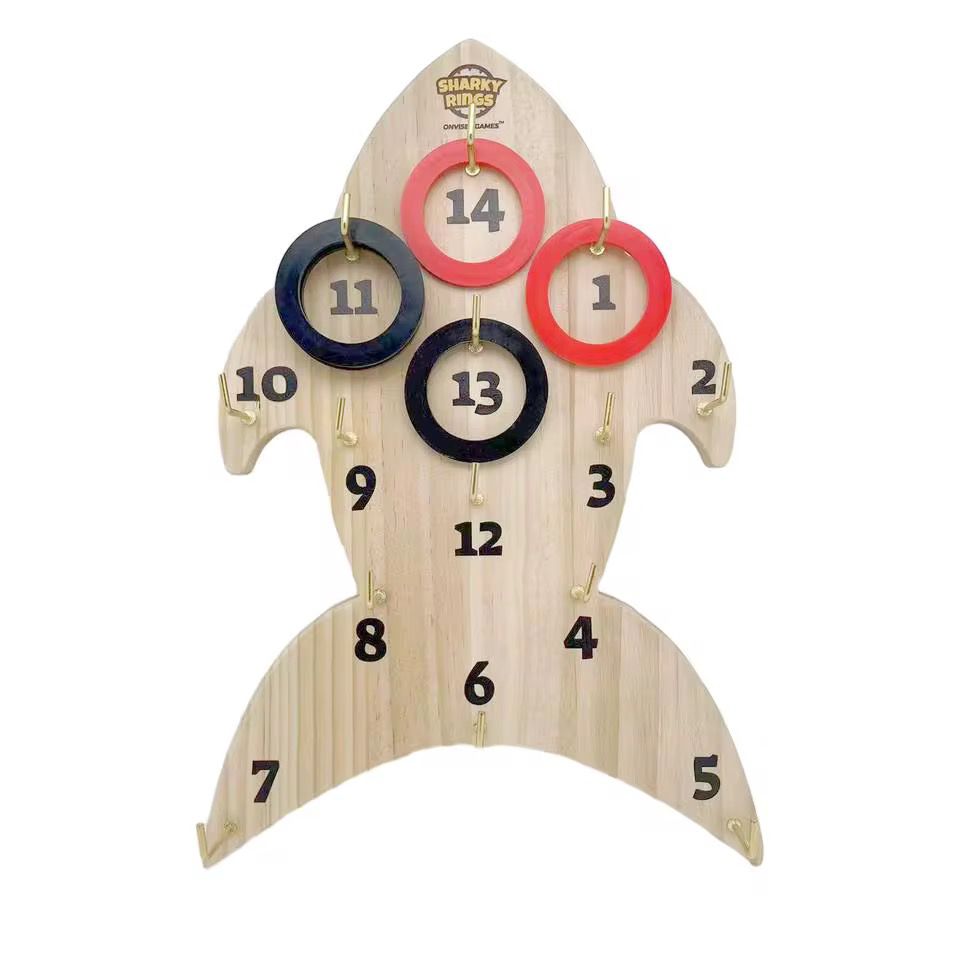 Juego De Lanzamiento Argollas Tira Aros Pared Tiburon