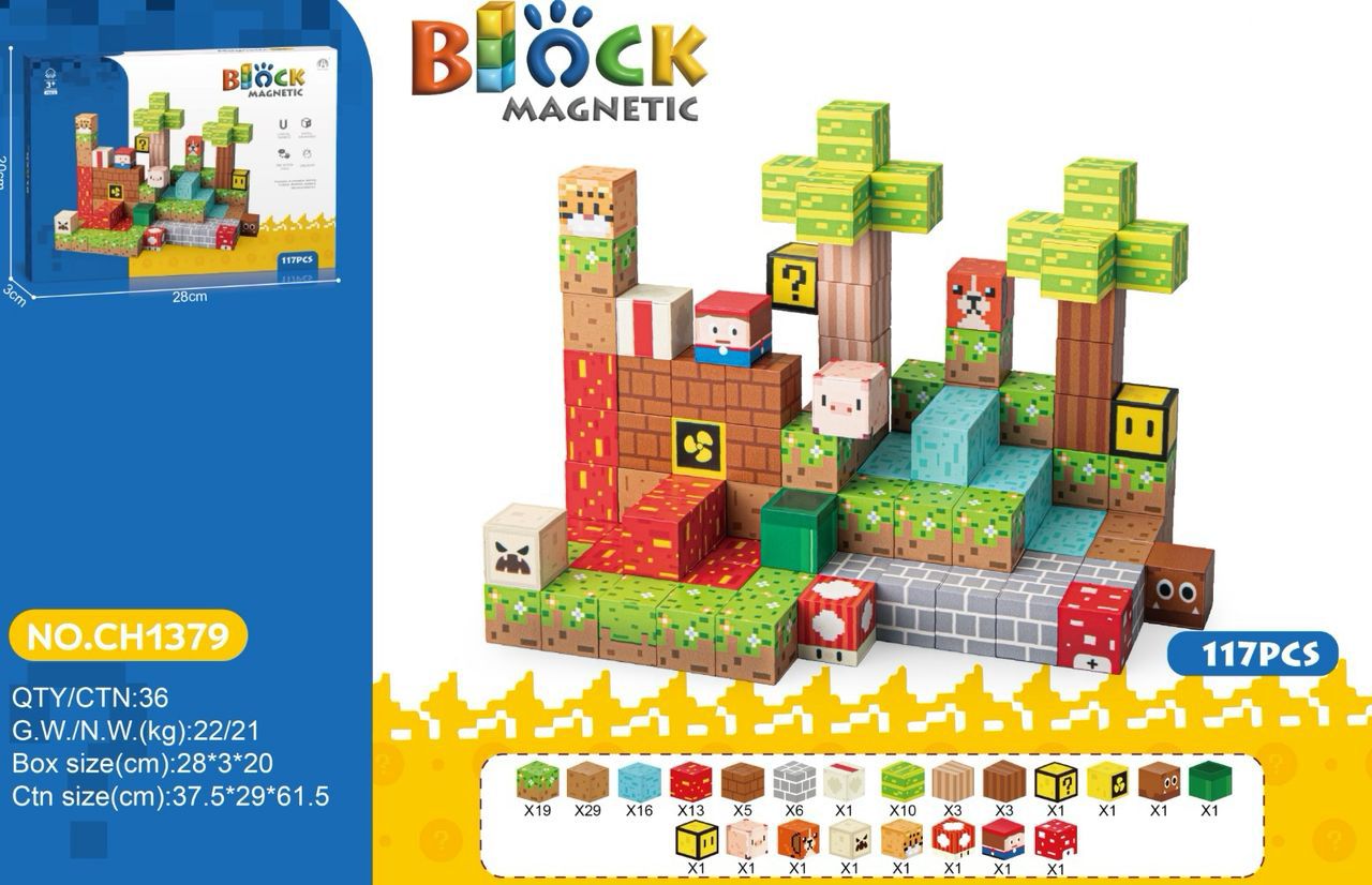 Bloques Magnéticos Tipo Minecraft Cubos Pixel 117 pzs