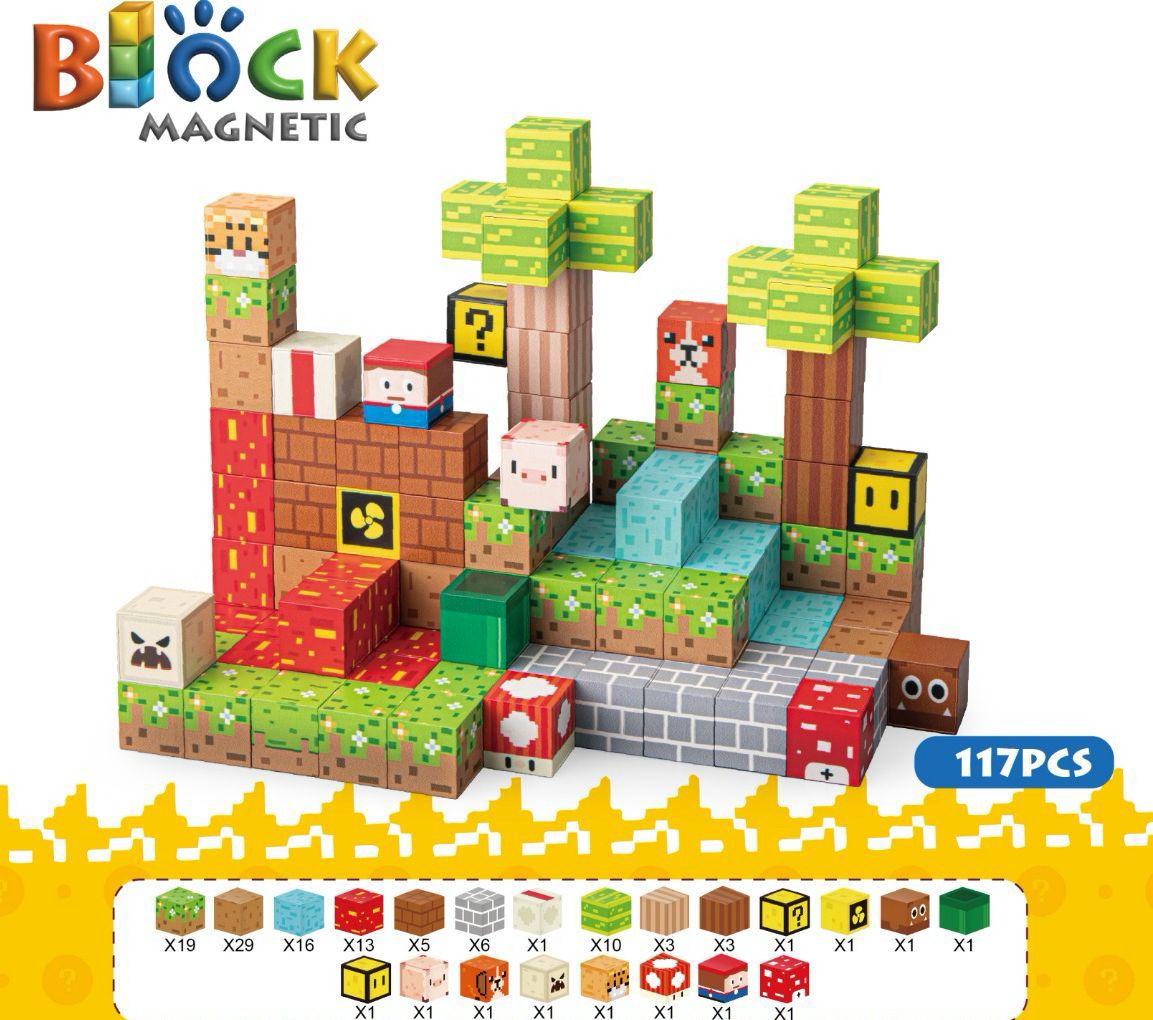 Bloques Magnéticos Tipo Minecraft Cubos Pixel 117 pzs