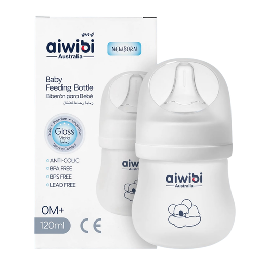 Mamadera Anticólico De Vidrio - Silicona Aiwibi 120ml