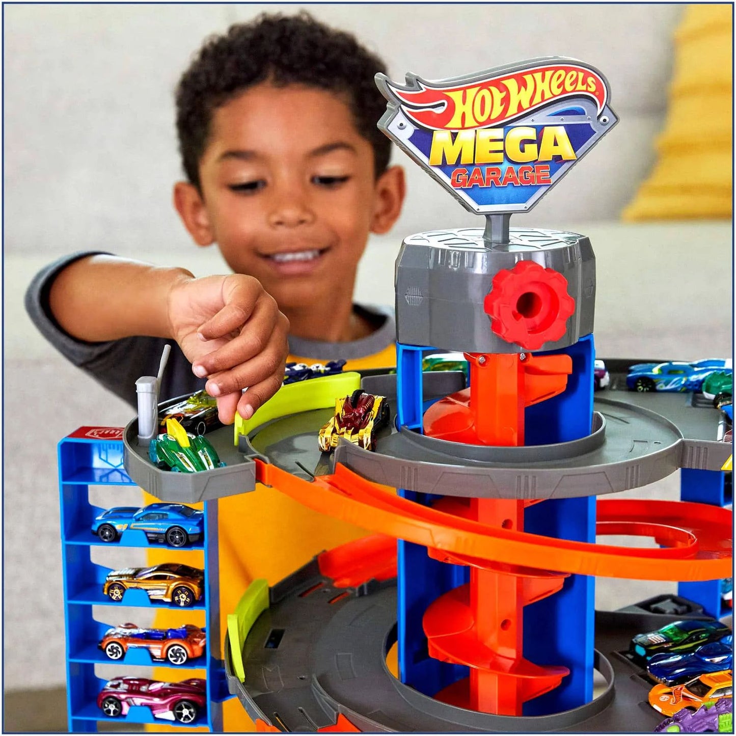 Mega Garage Pista De Juguete Con Un Auto Ascensor Giratorio