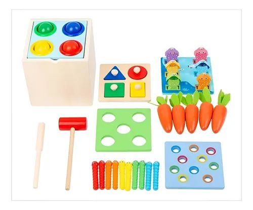 Juego De Encaje- Pesca-pegatopo 5 En 1 Madera Niños