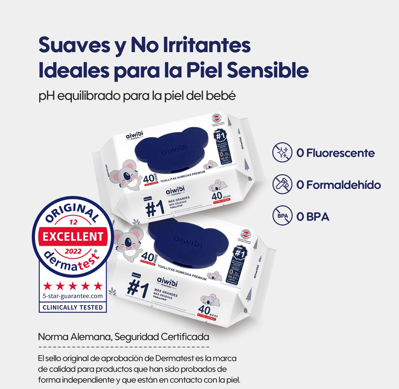 Pack Toallas Húmedas Premium Aiwibi 99,91%agua 4x40und