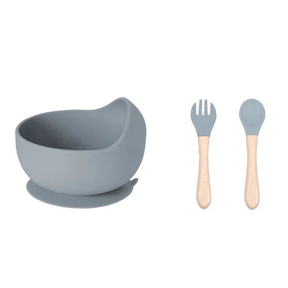 Set Bowl Con Cubierto- Cuchara Silicona -madera Niños
