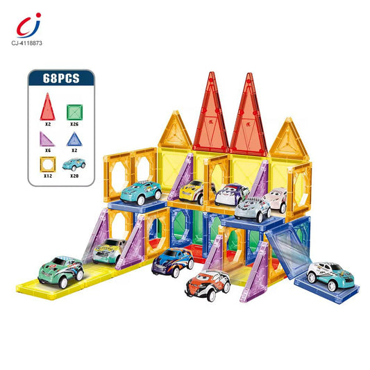 Juego De Bloques Magneticos Con Autos 68 Piezas