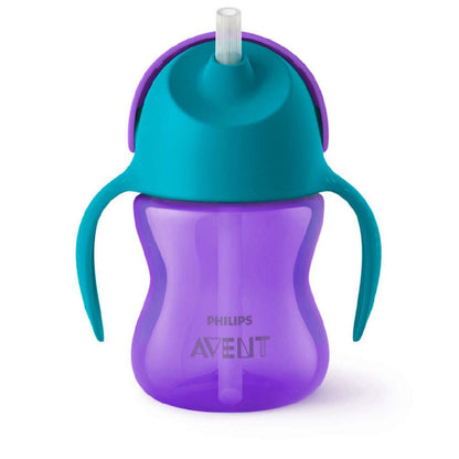 Vaso con bombilla y asas Morado 200ml Avent