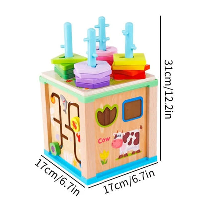 Cubo Didáctico Aprende De Madera Montessori Niños Infantil