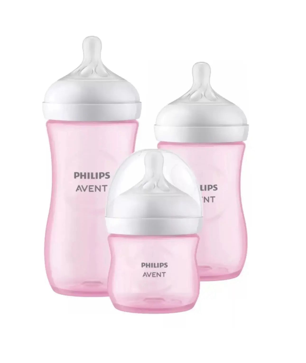 Set de mamaderas natural translucido Avent Rosado