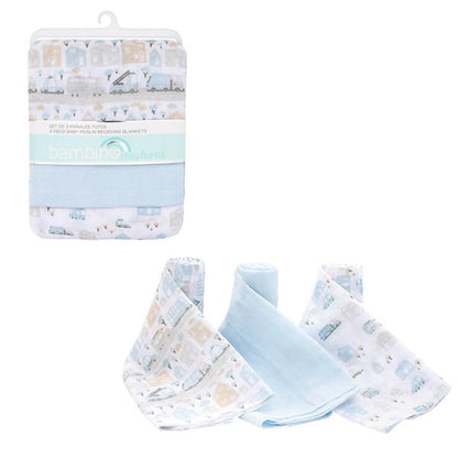 Set 3 Tutos Pañales Algodón Muselina Bebé Autos Bambino