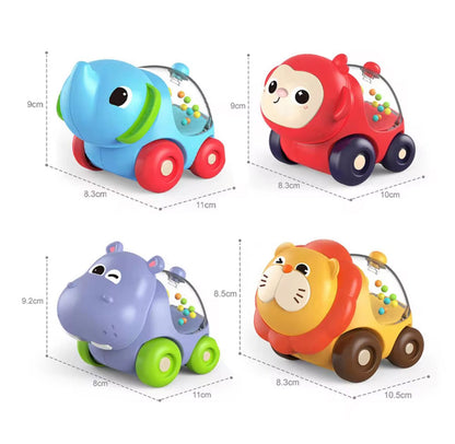 Set 4 Juguete Carritos De Animales Sonajeros Bebé